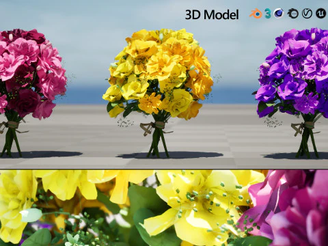 Vibrant Flower Bouquet with free 3D Model