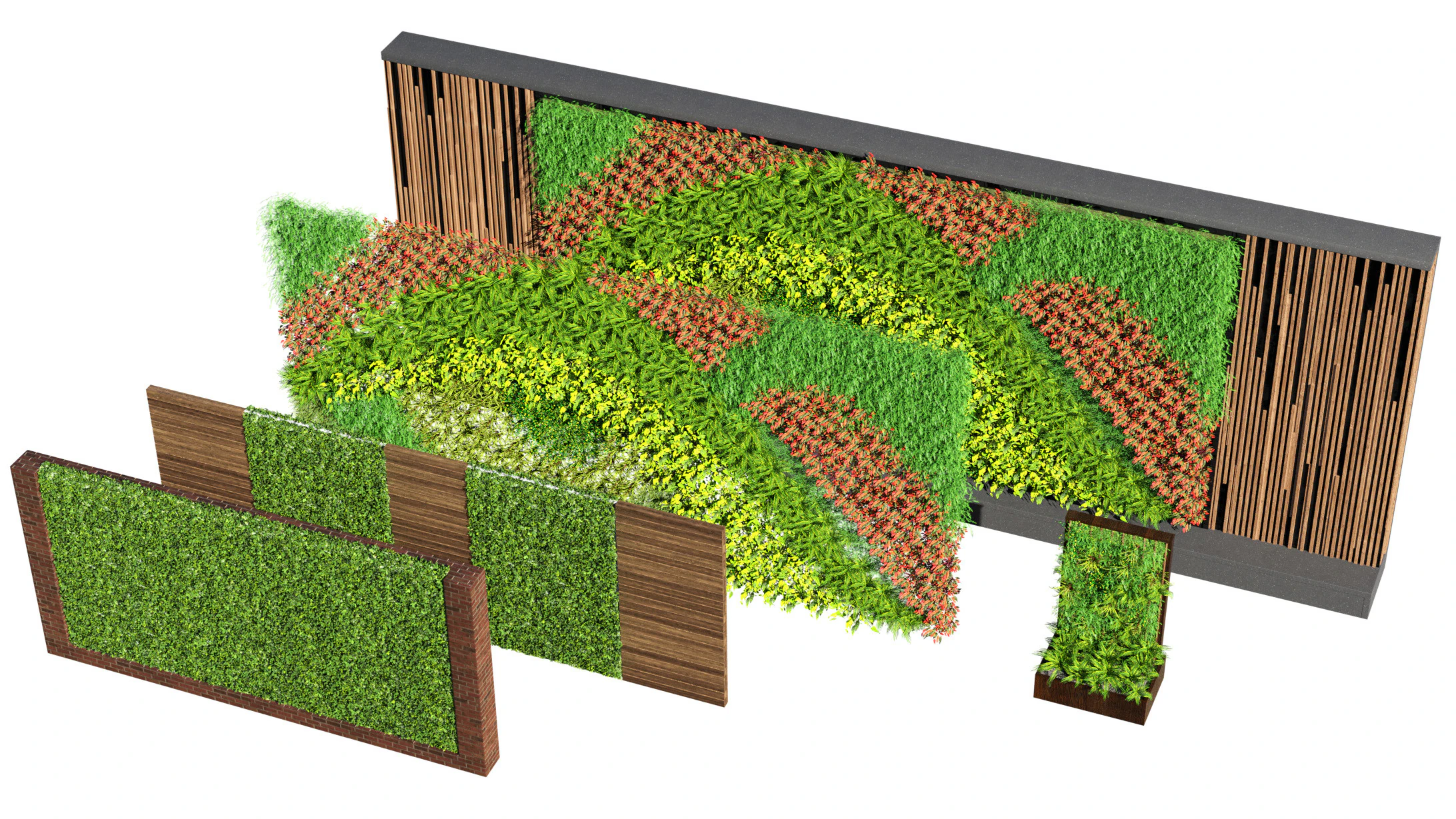 3D Green Wall Collection 3D Model .c4d .max .obj .3ds .fbx .stl .blend 