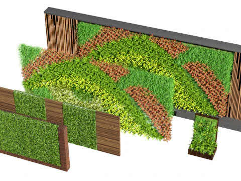 3डी हरी दीवार संग्रह 3D मॉडल