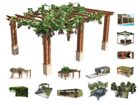 Realistic Pergola 3D Collection Modelo 3D