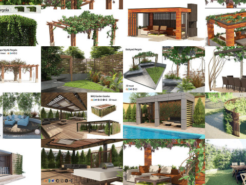 Realistic Pergola 3D Collection 3D 모델
