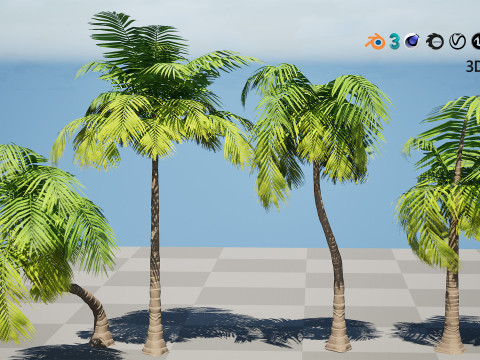 Low-Poly Beach Palms 3D-Modell