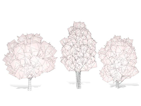 Low Poly Salix Alba Trees 3D Model