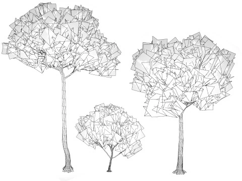 Low Poly Stone Pine Trees 3D Model