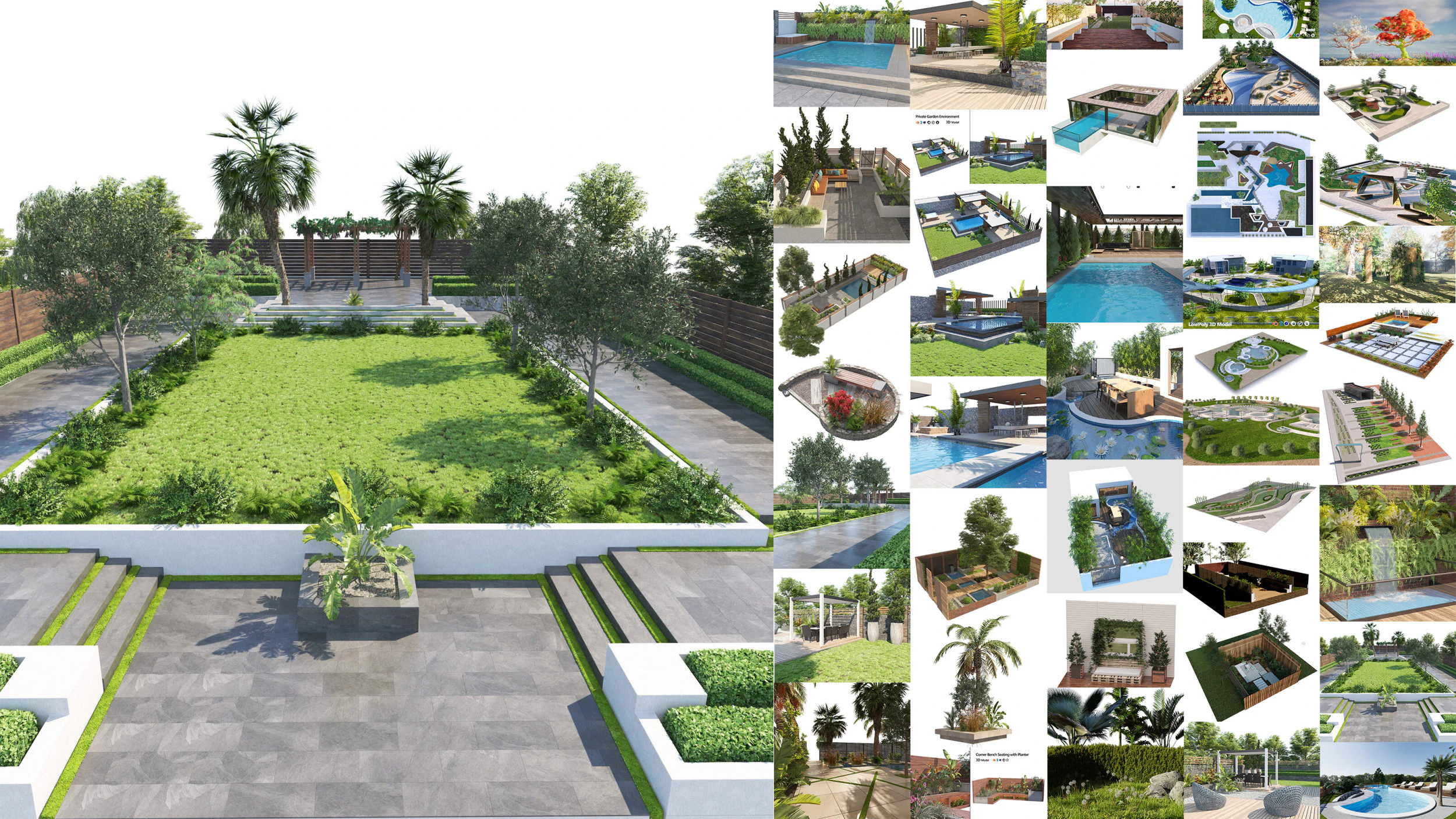 33 Realistic Landscape Gardens Collection part01 3D Model .c4d .max .obj .3ds .fbx .stl .blend 