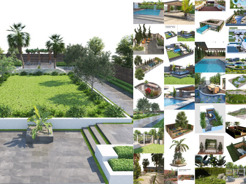 33 Realistic Landscape Gardens Collection part01 3D Модель
