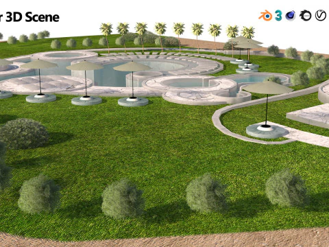 33 Realistic Landscape Gardens Collection part01 3D Model
