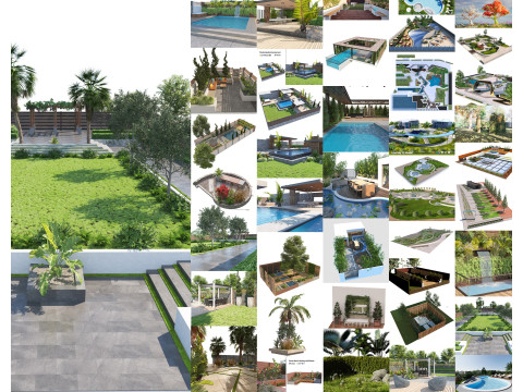 33 Realistic Landscape Gardens Collection part01 3D Model