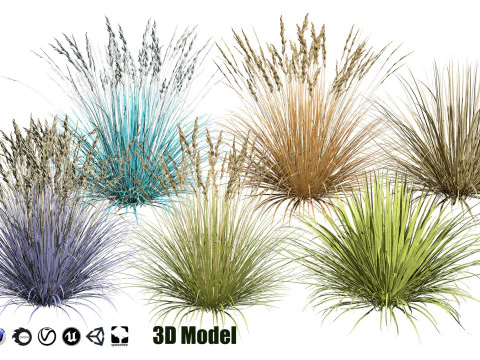 Low-Poly Grass and Foliage Assets 3d Pack 3D Model