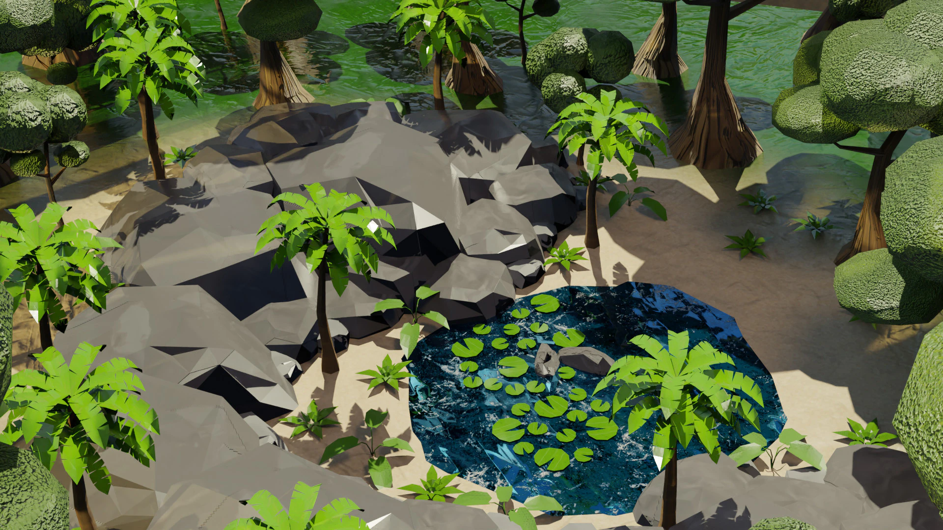 Oasis Lake 3D Model .c4d .max .obj .3ds .fbx .stl .blend 