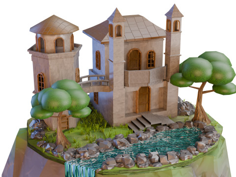 Celestial Castle Island 3D Model