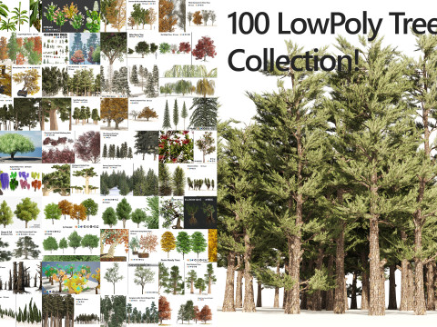 100 Highly Detailed Game ready Trees 3d collection Modelo 3D