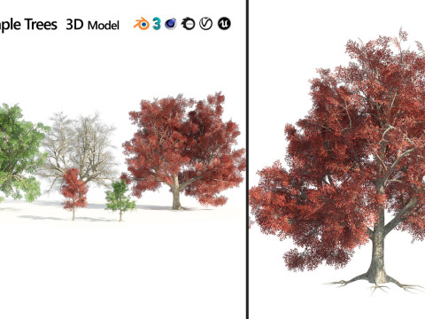 100 Highly Detailed Game ready Trees 3d collection Modello 3D