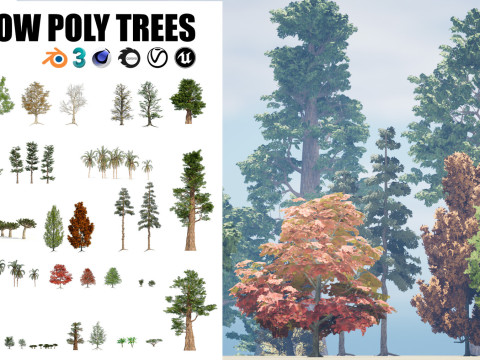 100 Highly Detailed Game ready Trees 3d collection Modello 3D