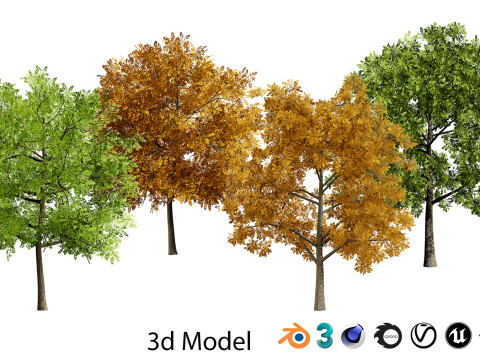 100 Highly Detailed Game ready Trees 3d collection Modello 3D