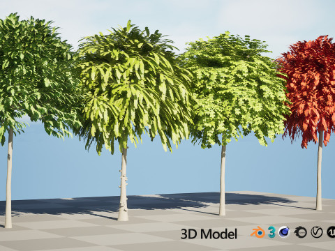 Mop Top trees collection 3D 모델
