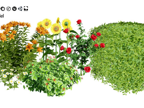Realistic Plants - Low Poly 3d Pack 3D 모델
