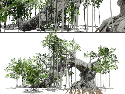 装備されたジャングルの木 3Dモデル