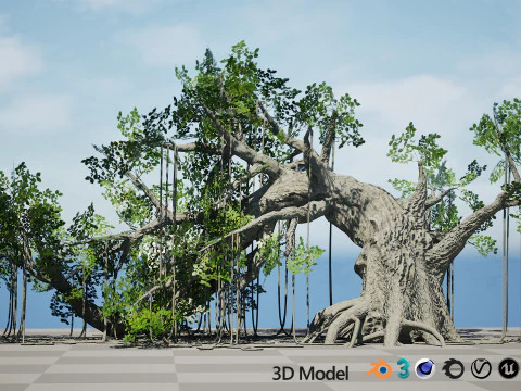 Opgetuigde jungleboom 3D Model