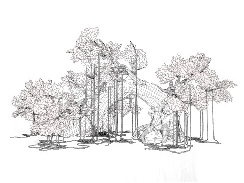 Rigged Jungle Tree Modelo 3D