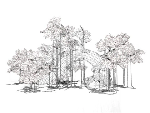 Opgetuigde jungleboom 3D Model