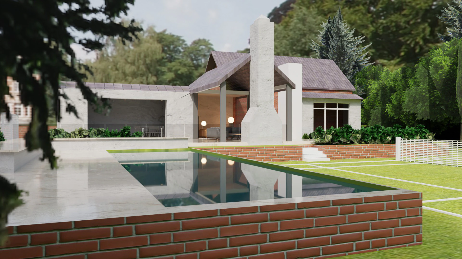 Minimalist House and Lush Garden 3D Model .c4d .max .obj .3ds .fbx .stl .blend 