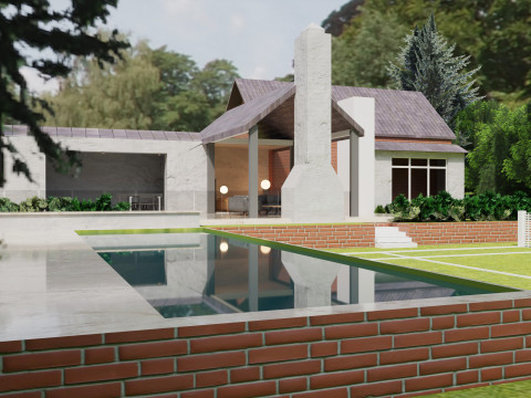 Minimalist House and Lush Garden 3D Модель