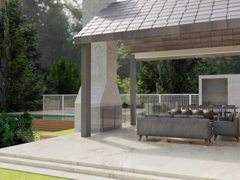 Minimalist House and Lush Garden Model 3D