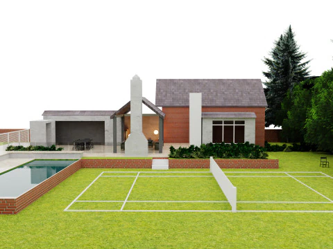 Minimalist House and Lush Garden 3D Model