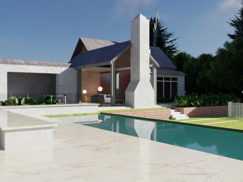 Minimalist House and Lush Garden 3D Model