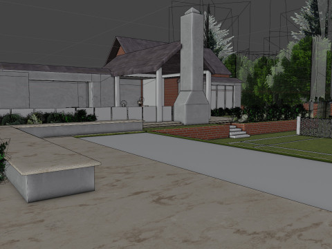 Minimalist House and Lush Garden Model 3D