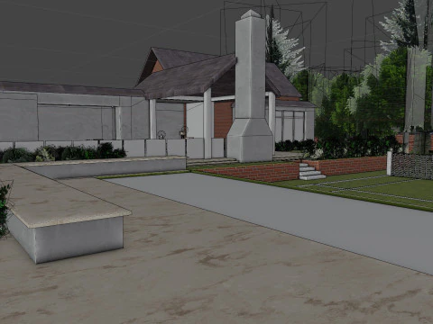 Minimalist House and Lush Garden 3D Model