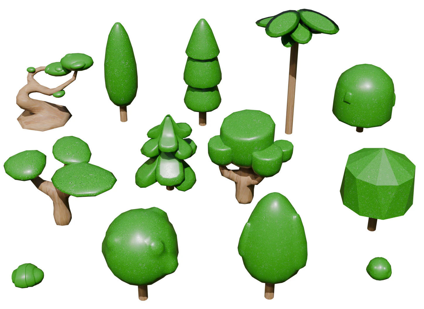 Stylized Game Tree Assets 3D Model .c4d .max .obj .3ds .fbx .stl .blend
