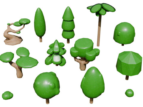 様式化されたゲーム ツリー アセット 3Dモデル