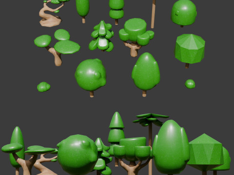 Stylized Game Tree Assets Modello 3D