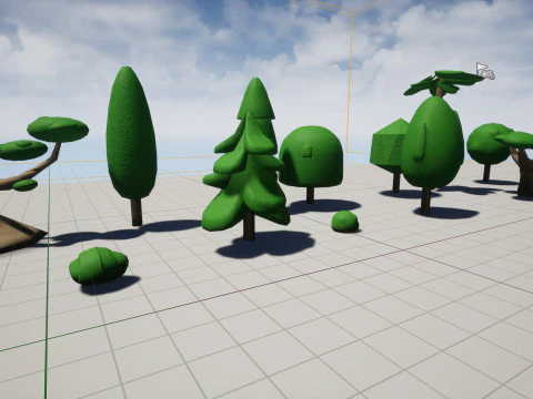 Stylized Game Tree Assets 3D Model