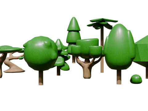Stylized Game Tree Assets 3D Model