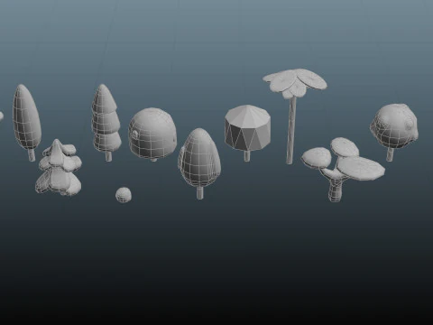 Stylized Game Tree Assets 3D Model