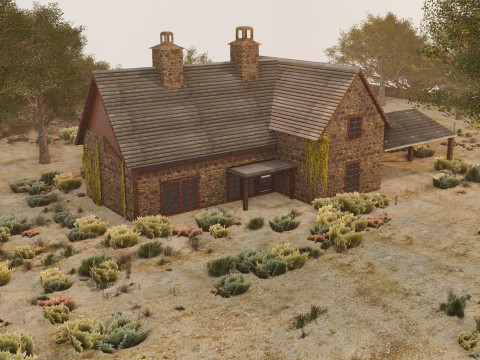 Game-Ready Stone House in Forest 3D Модель