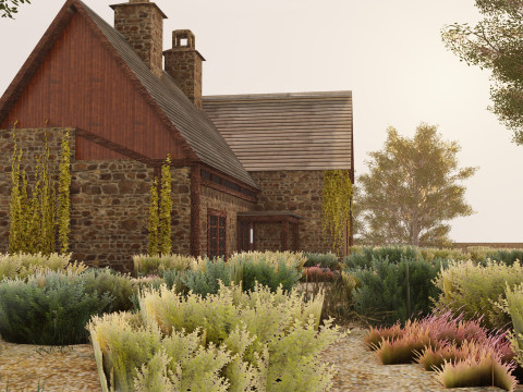 Game-Ready Stone House in Forest Modello 3D