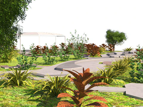 Taman Bertingkat dengan adegan 3d Amfiteater Model 3D