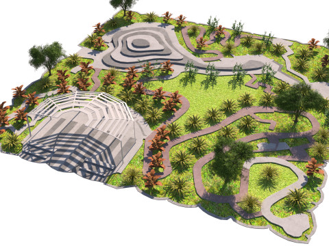 Terraced Park with Amphitheater 3d scene 3D Model