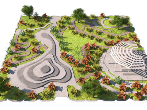Terraced Park with Amphitheater 3d scene 3D Model