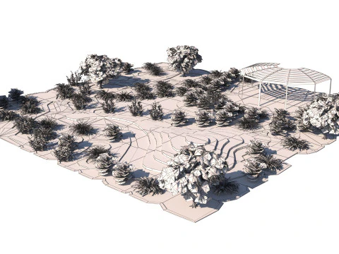 Taman Bertingkat dengan adegan 3d Amfiteater Model 3D