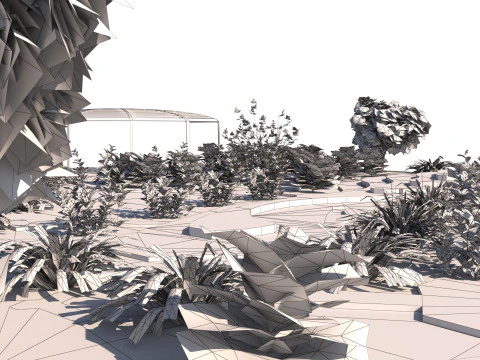 Taman Bertingkat dengan adegan 3d Amfiteater Model 3D