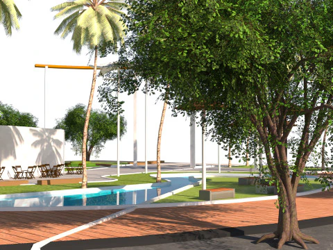 Punto di riferimento del paesaggio del parco low-poly 3D Modello 3D