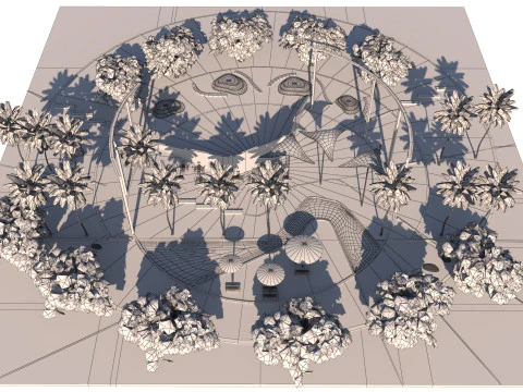 Punto di riferimento del paesaggio del parco low-poly 3D Modello 3D