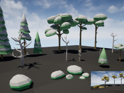 Game ready trees and forest elements Model 3D