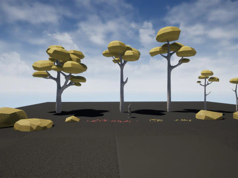 Alberi ed elementi forestali pronti per il gioco Modello 3D