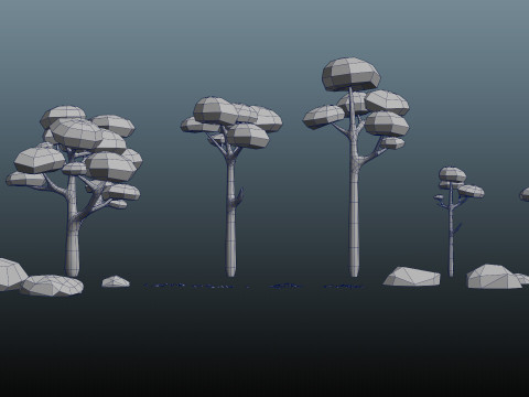 Game ready trees and forest elements Model 3D